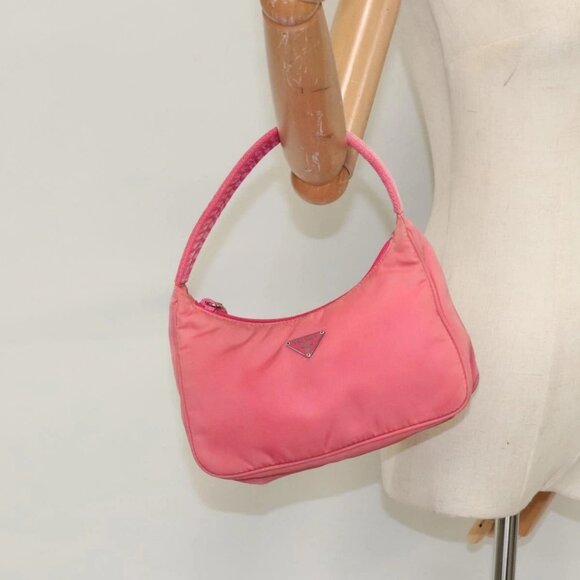 PRADA Accessory Pouch Nylon Pink Silver Auth - Picture 1 of 15